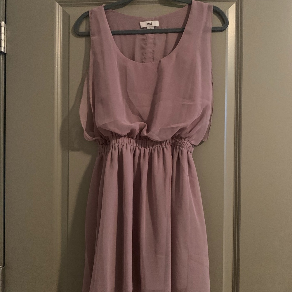 beige dress with button detail